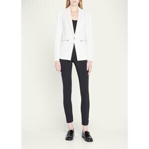 VERONICA BEARD White Bi-Stretch Notched Collar Single Snap Jacket Size 2